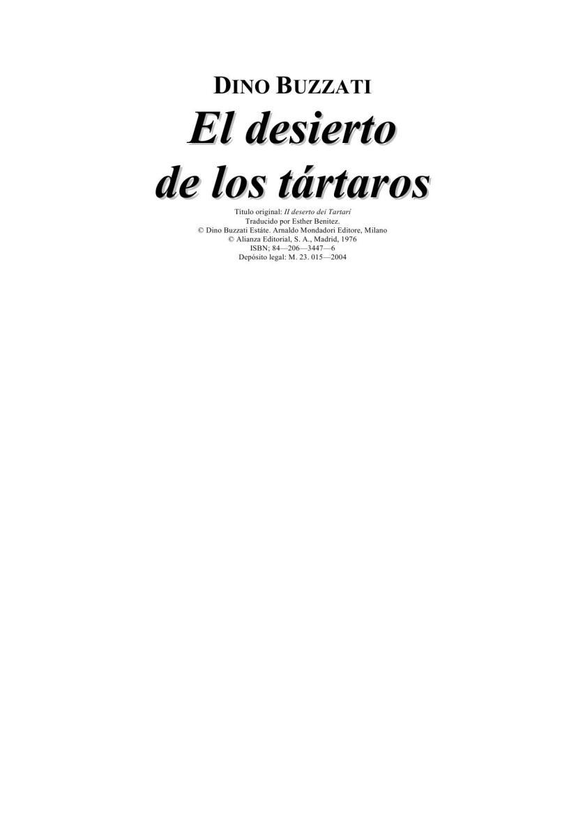 Portada de El desierto de los tártaros